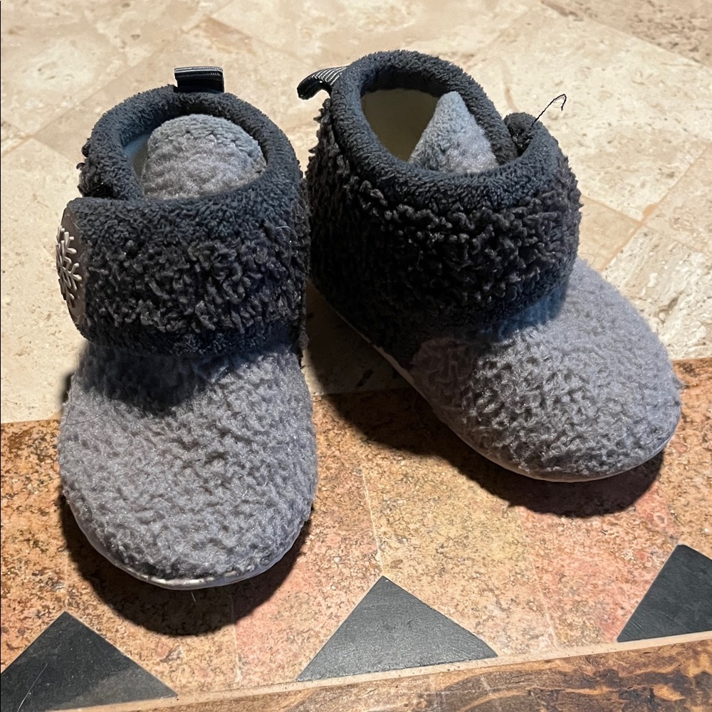 Cozy Dark Gray and Light Gray Kids Slippers
